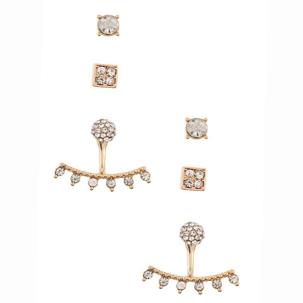 Rhinestone Pave Earring Set